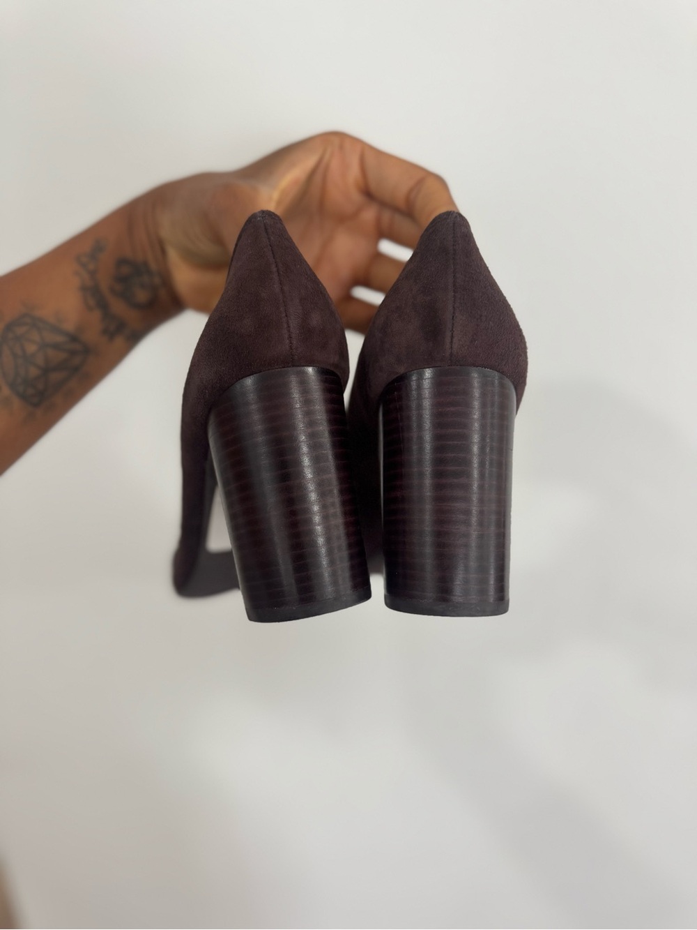 Tory Burch Dark Brown Suede Logo Heel Pumps - Picture 6 of 11